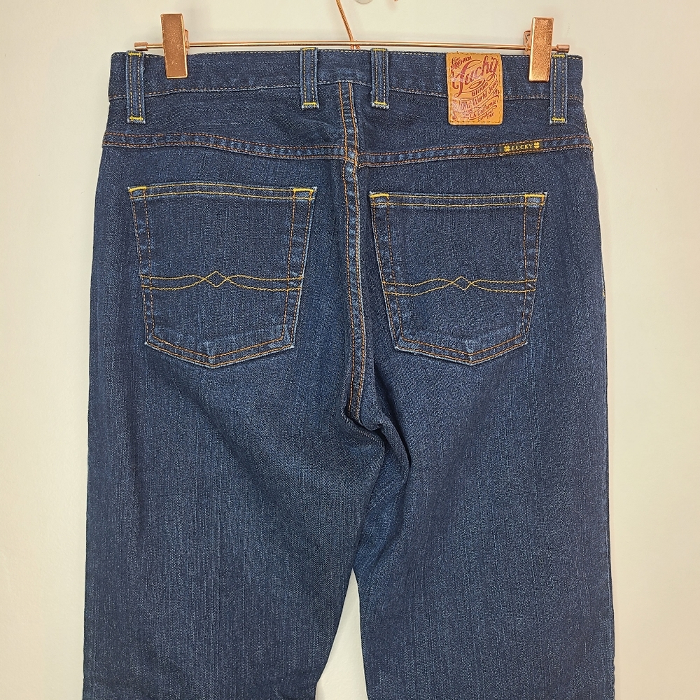 Lucky Brand Jeans Dungarees Easy Rider Long Dark Wash Button Fly Size 27 - Picture 5 of 14